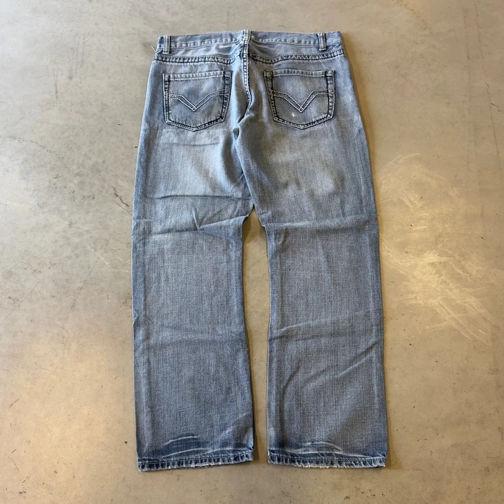 Route 66 Slim Straight Jeans Mens 36x32 Blue Denim Casual Classic